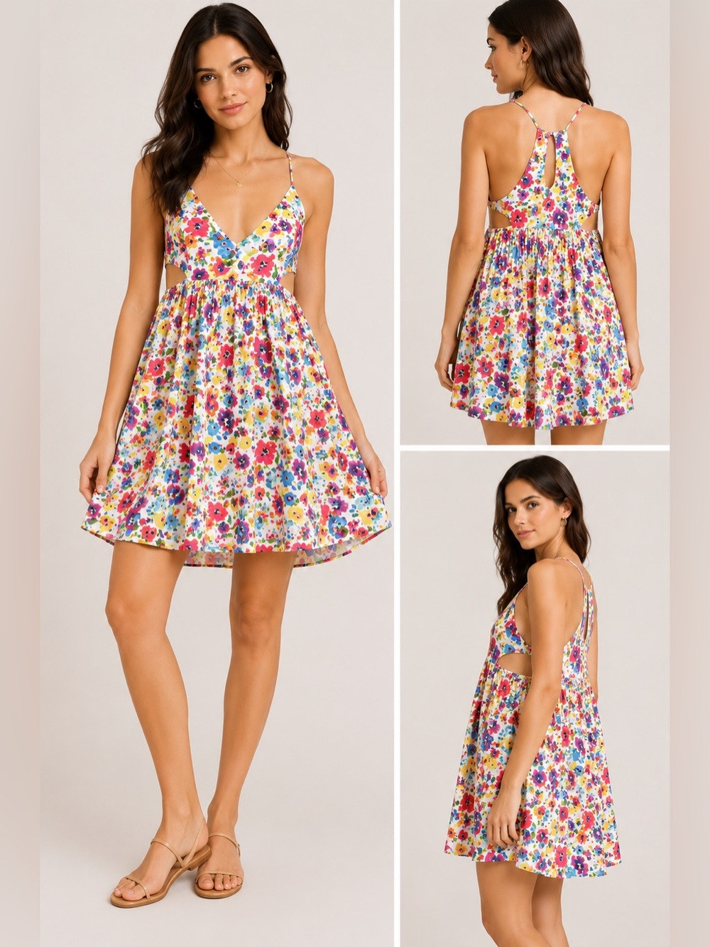 MINKPINK Floral Racerback Dress | Size Small | Colorful Spring & Summer Dress